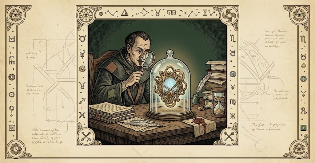 An Illustration of A Scientist Investigating A New Form of Intelligence, Trapped In A Bell Jar