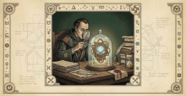 An Illustration of A Scientist Investigating A New Form of Intelligence, Trapped In A Bell Jar